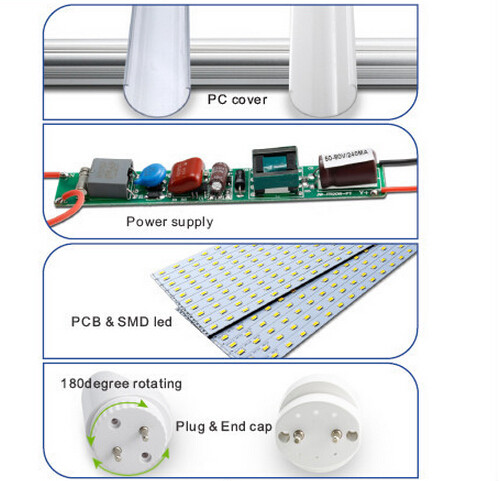 Aluminum UL DLC FCC LED Tube With Internal High Efficiency Power Supply