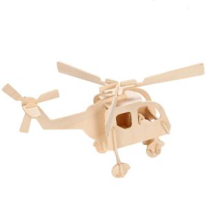 Durable Solar Powered DIY Educational Wood Helicopter Toy Eco Friendly