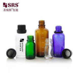G004 Blue Amber Green Glass Round Bottle With Big Screw TE Cap For Oil Medicine