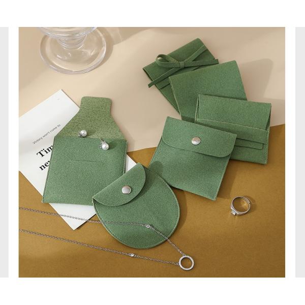 Luxury bag Customized LOGO Green Flannel Anti-Oxidation Jewelry Bag Thickened Microfiber Jewelry Bag Ring Storage Bag