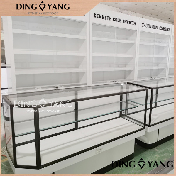 Buy Durable Jewelry Showcase Display / White Wooden Glass Jewelry Display Case at wholesale prices