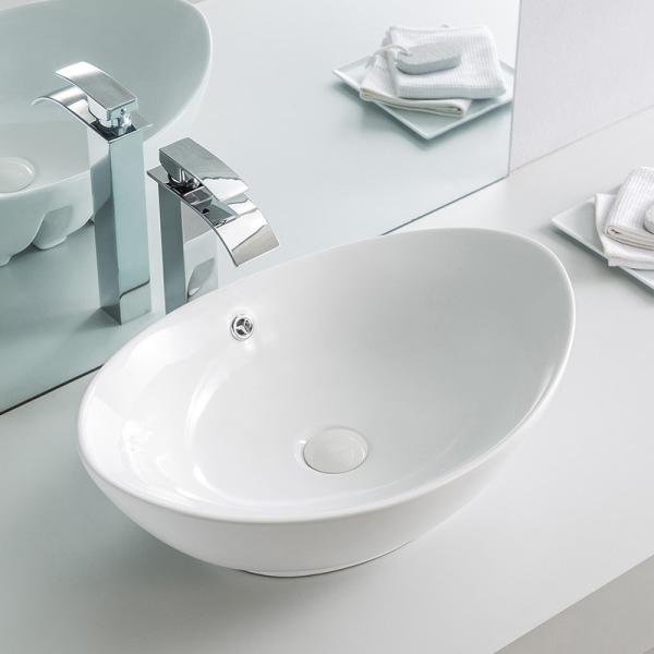Buy Oval Counter Top Bathroom Sink With Overflow 500mm 550mm at wholesale prices