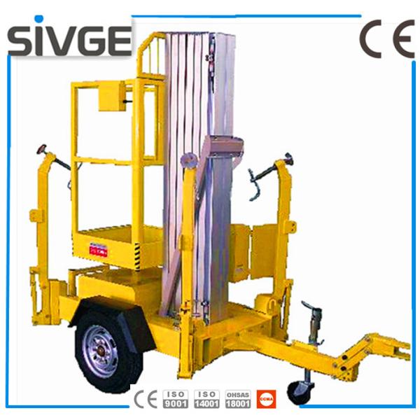 Buy Single Mast Hydraulic Elevating Platform , Aluminium Alloy 8m Trailer Mounted Lift at wholesale prices