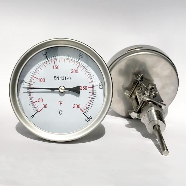 Buy Adjustable Stem Dial Bimetal Thermometer 100mm  All Stainless Steel at wholesale prices