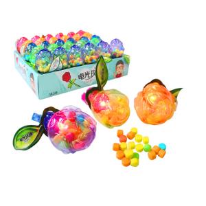 Flash Rose Shape Light Up Compressed Candy Fruit Flavor Multi Colored
