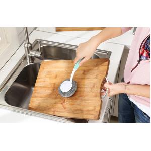 China Eco Friendly Stainless Steel Scrubber With Handle Ideal For Kitchne Pots And Pans on sale