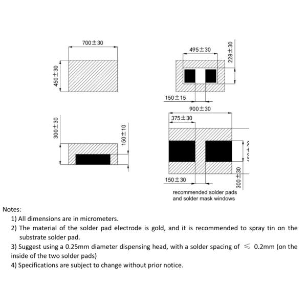 0.7x0.5x0.3mm 0705 CSP LED Wafer Level Chip LED Sealing without Packaging for Optical Indicators