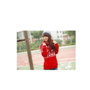 Long Sleeve Women / Ladies Hooded Sweatshirts , Red / White