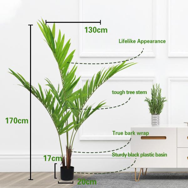 Buy SGS Natural Artificial Potted Floor Plants Kenita Palm Tree at wholesale prices