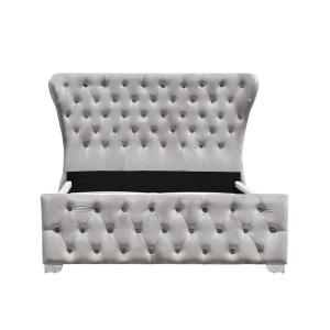 Customizable Crushed Velvet King Home Furniture Bed Frame With Buttons