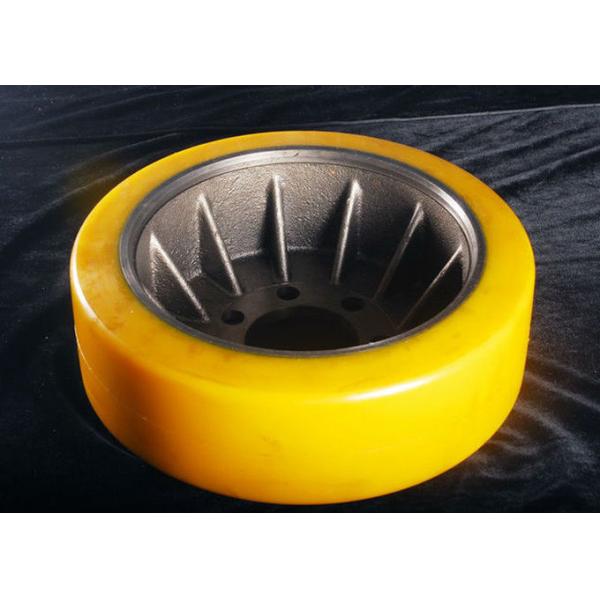 Forklift Truck Parts Pu Caster Wheel With 90mm Cast Iron Core Yellow Color
