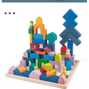 ISO9001 1001 Night Wooden Rainbow Stacker Toy Beech Rome Grimms