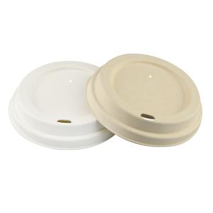 Quality 100% Biodegradable Eco 90mm Brown Natural Sugarcane Pulp Cup Lids for sale