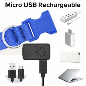 Durable Rechargeable Lighted Dog Collars Heavy Duty Nylon Webbing Material