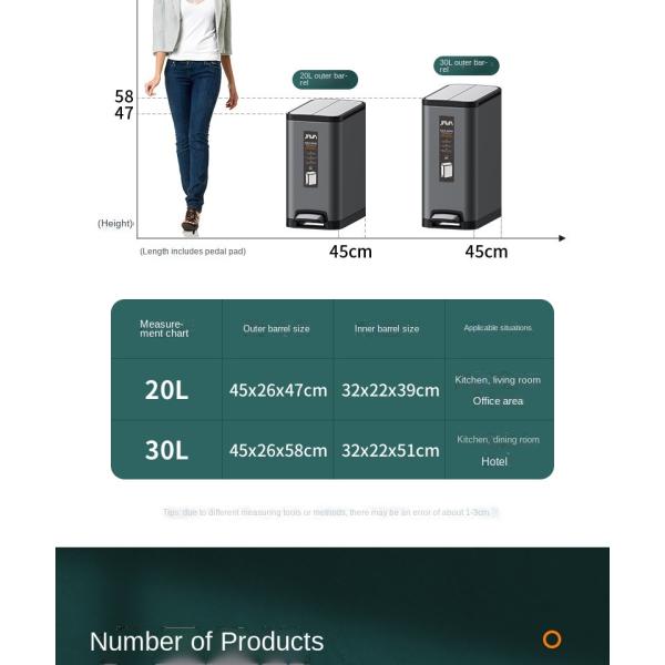 Manufacturer Living Room Household Large-capacity Kitchen Bathroom Crimped Deodorant Pedal Stainless Steel Trash Can with Lid