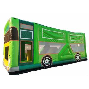 Commercial Adults Kids Pastel Party School Bus Bounce House With Small Slide And
