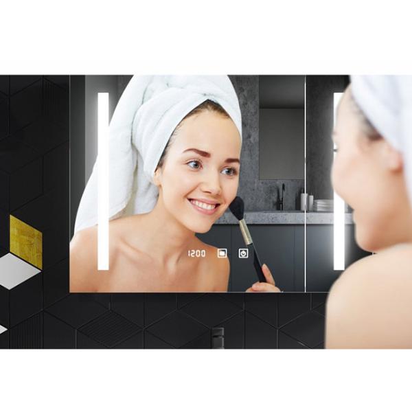 New White Design Bath Room Vanity Units Solid Surface Wash Basin Wooden Panel Bathroom Cabinet With Mirror