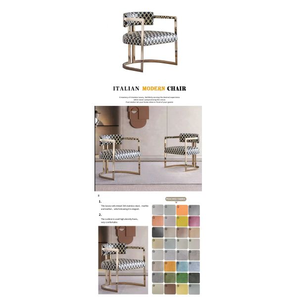 Leisure Chair MOYI Luxury Gold Stainless Steel Accent Chair PU Leather Upholster Dining Chair for Hotel Home Living Room