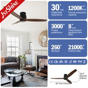 3-Blade Wooden Ceiling Fan with Smart Remote Control and App-Controlled Flush