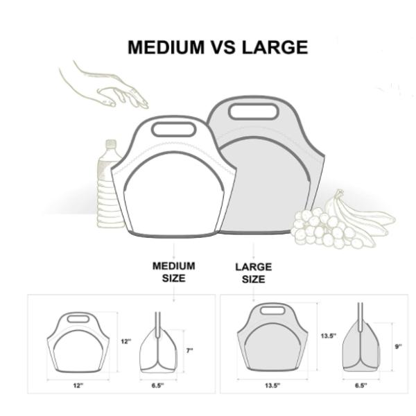 Kids Women Tote Neoprene Lunch Bag Insulated Reusable Washable Extra Thick