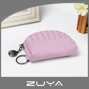 12x3x9CM SGS Zippered Coin Purse Small Handmade PU Leather Grid TPCH