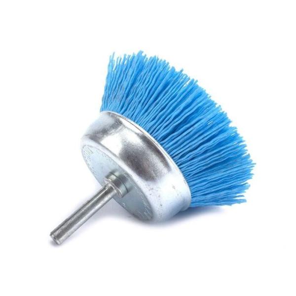 Buy 75 MM OD Mounted Blue Nylon Cup Brush , Abrasive Cup Brush For Remove Paints at wholesale prices