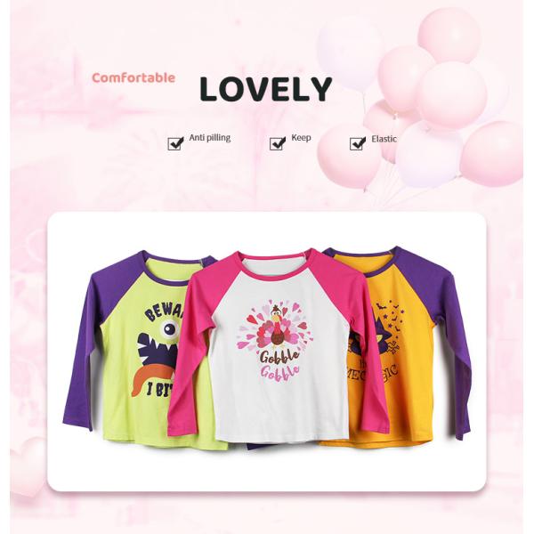 100% Cotton Raglan Long Sleeve Toddler Girls T-Shirts with Western Graphic Halloween Print