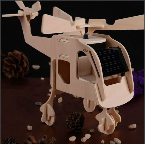 Children Solar Powered Helicopter 3D Puzzle Wooden Toys OEM/ODM