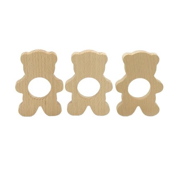 Buy Beech Wood Grip Teether Bear Shaped Grabing Unisex Teether Toy at wholesale prices