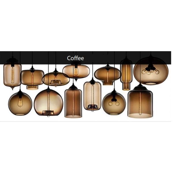 brown.jpg Colorful Modern Fishbowl Glass Pendant Light - 8 colors & 13 shapes available