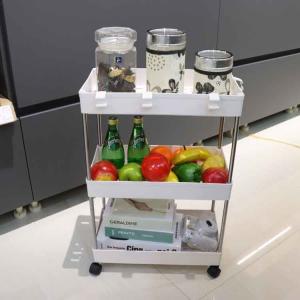 Folding Waterproof Kitchen Storage Trolley , Multifunction Rolling Cart