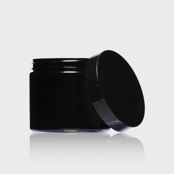 Frosted OEM Wide Mouth Cosmetic Jars 500ml PET Jar With Black Lid