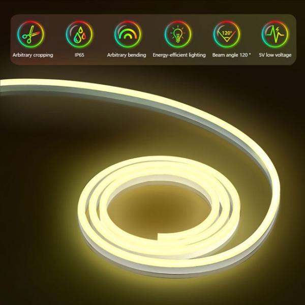 Single Color Warm White Silicone Neon Light Strip Set 5v 120 Lights/1m Dimming
