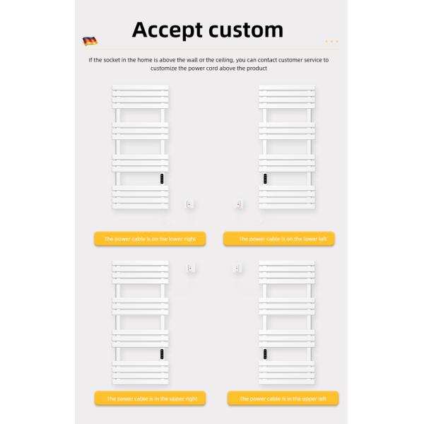 Carbon Steel Bathroom Electric Heated Towel Rail with Towel Heaters and Heating Element