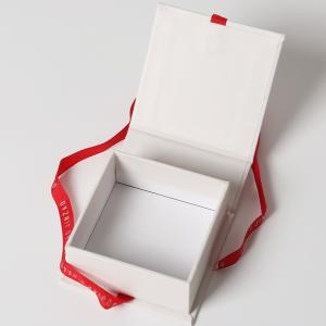 Logo Printed Magnetic Paper Box with Red Ribbon Custom Size Christmas Gift