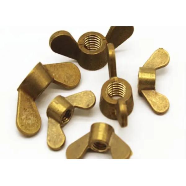 Buy M4 M6 H59 H62 Wing Nut Brass Bronze Copper Alloy Steel Yellow Zinc Plating Edged DIN315 at wholesale prices
