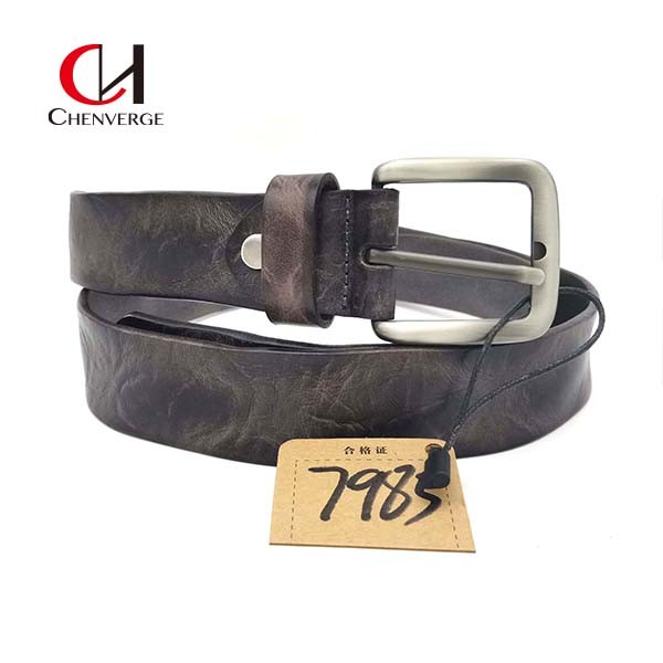 Width 38mm Unisex Genuine Leather Belt Brown With Zinc Alloy Buckle