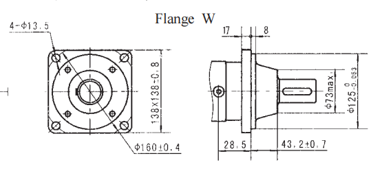 BMSY-125-W-B-D-B Wheel Mount Hydraulic Motor Shaft 32mm G1/2 Manifold Port
