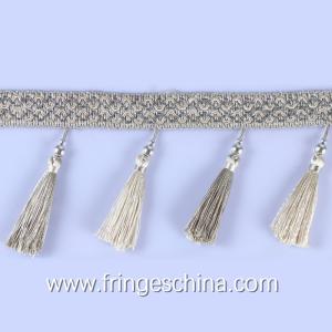Quality Handmade fashionable chain beads lace tassels fringes for curtain/sofa/pillow decoration for sale