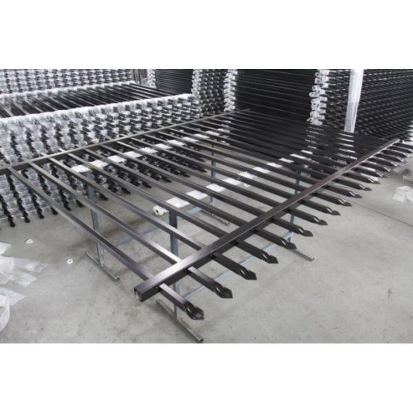 Steel fence 2100mmx2400mm Panels Stain Black Interpon Powder Rail 40mm and 50mm Upright 25mm