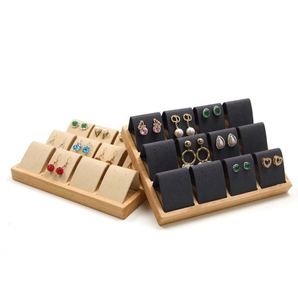 Buy Soft Velvet Cover Wooden Jewelry Storage Display Tray Stand for Ear Studs Drops at wholesale prices