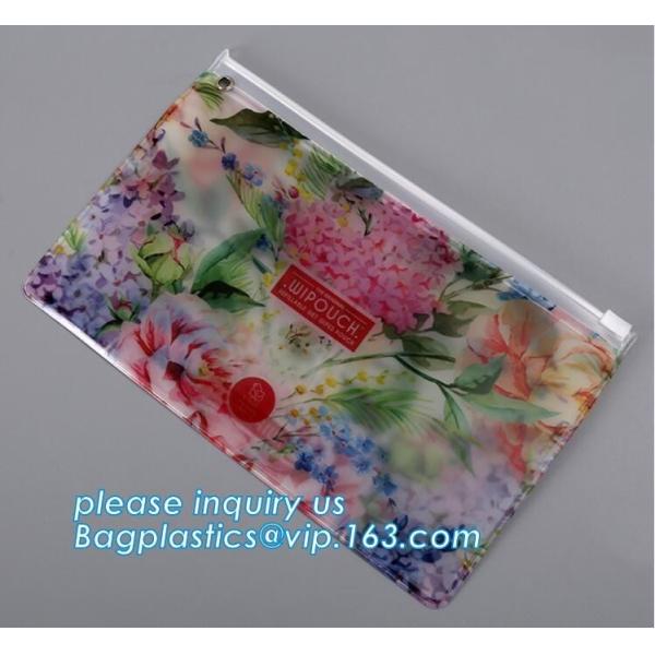 Biodegradable custom fashion clear PVC cosmetic pouch bag with liquid glitters