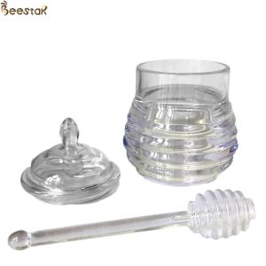 Two Types Transparent Bee Honey Pot and Spoon With Stirring Rod Crystal Mini