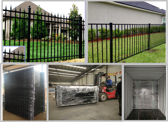 Multi Function Black Steel Fence Steel Garden Fencing For Park / Apartment