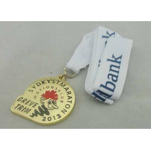 China Maraton Sport Enamel Medal Zinc Alloy Ribbons , Customized on sale