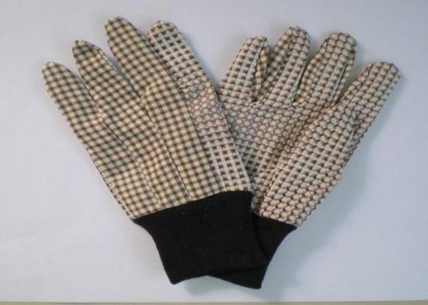 Buy Grey Knit Wrist Working Hands Gloves Pattern Printed Cotton Drill Material at wholesale prices