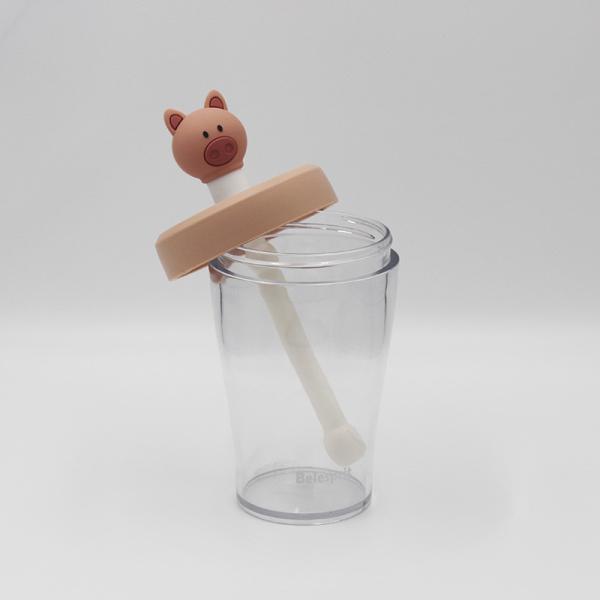 Buy OEM ODM 430ml Transparent Cartoon Water Bottle With Animal Stopper at wholesale prices