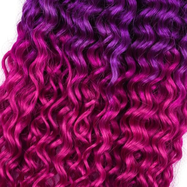 #T1B/Purple/Rose Red Kinky Curly Remy Human Hair Bundles Sew In Weave Bundles Brazilian Bundle Deals