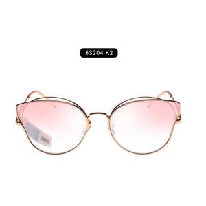 KIDS NON PORLARIZED SUNGLASSES 63204 PINK LENS CAT EYE METAL FRAME