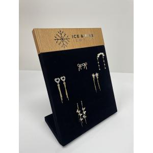 Tabletop Earring Display Wooden Black Velvet Jewelry Display Stand